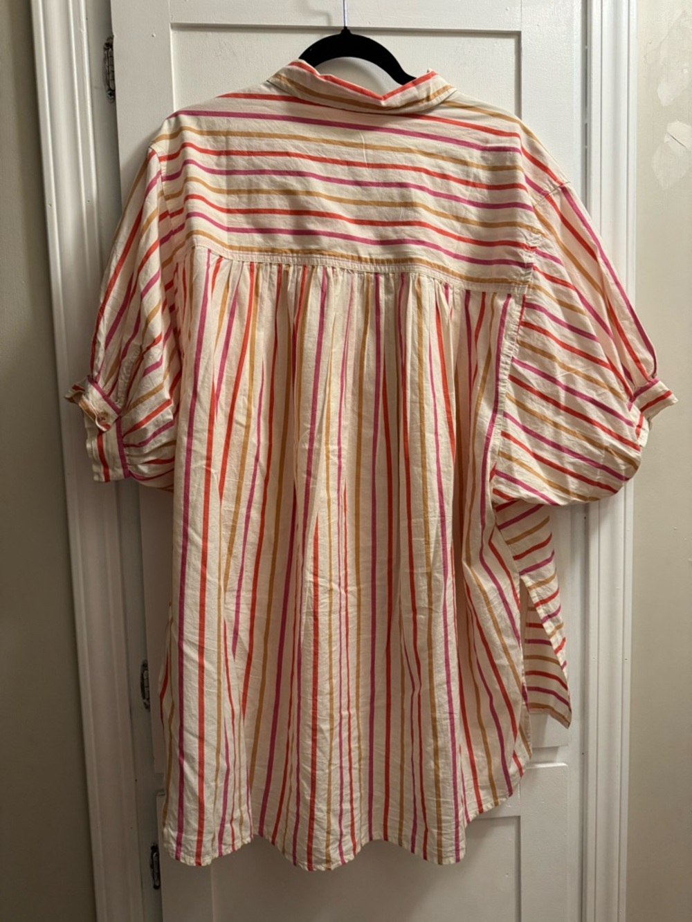 Pilcro Cream Button-Down Shirt with Pink & Orange Stripes - Picture 8 of 8